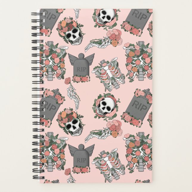 Agenda Esqueleto Floral Rosa (Frente)