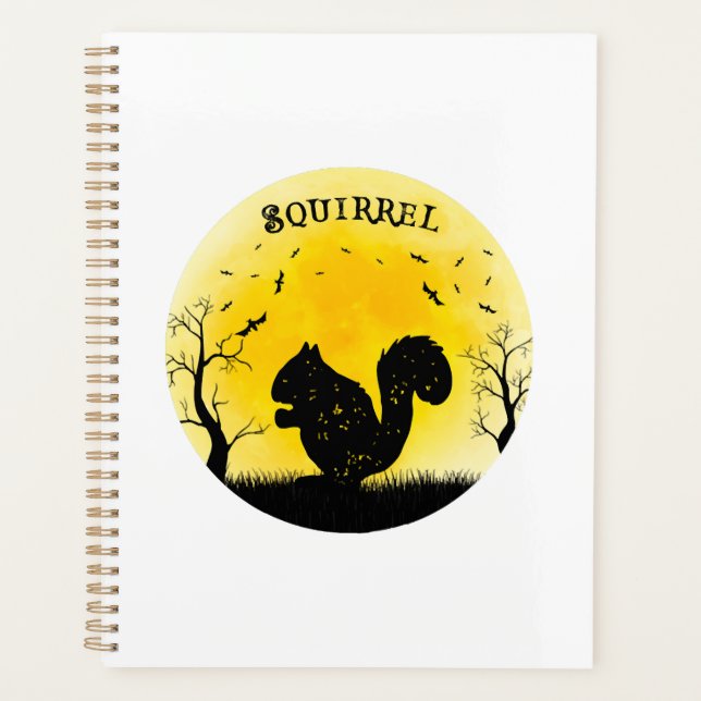 Agenda Esquilo Halloween Vintage Retro Lua (Frente)