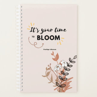 Agenda Está na hora de Bloom Dourado Planner Botânico