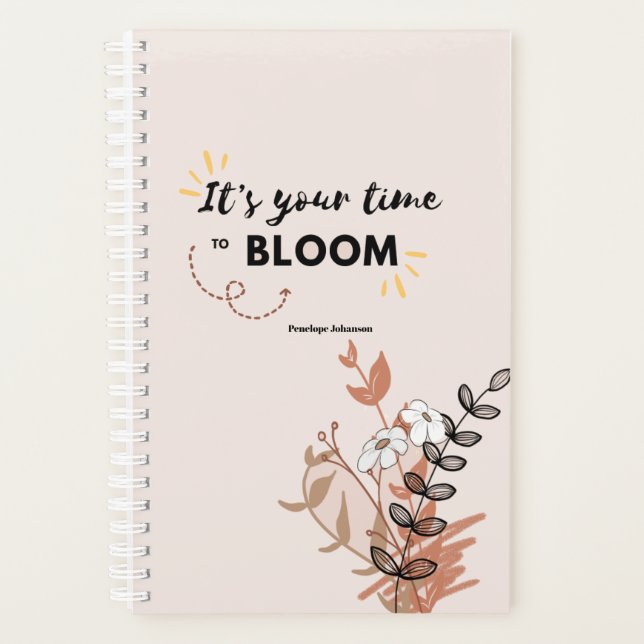 Agenda Está na hora de Bloom Dourado Planner Botânico (Frente)