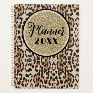 Agenda Estampa de leopardo com brilho dourado