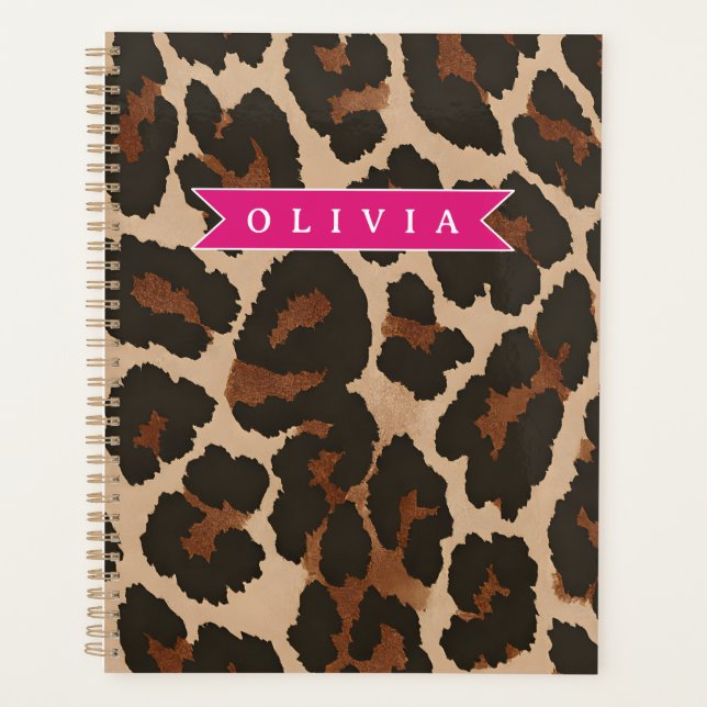 Agenda Estampa Personalizada de Leopardo Rosa Chic Estamp (Frente)