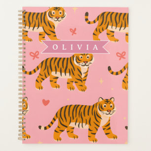 Agenda Estética Personalizada Rosa Tigre Chic Irreverente