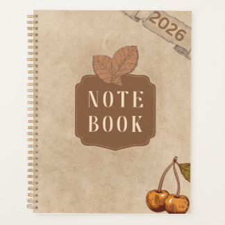 Agenda Estética Vintage Rústica de Cereja e Folhas