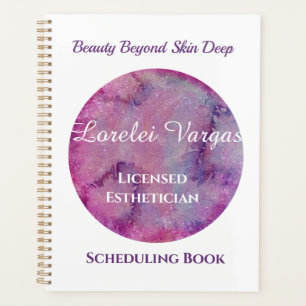 Agenda Estheticista de Cores d'Água Púrpura Rosa Elegante
