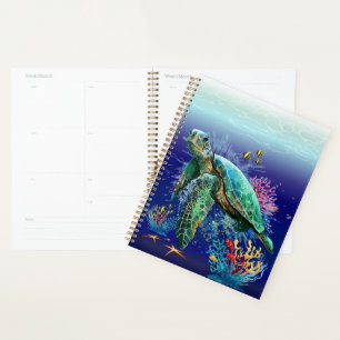 Agenda Estilo de cor da água submarina da tartaruga marin