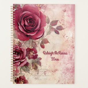 Agenda Estilo de Diário Lixo do Rosa vermelha Clássico de
