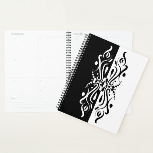 Agenda Estilo de Harlequin Abstrato branco e preto elegan