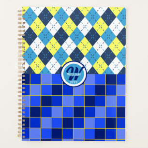 Agenda Estilo de pré-disquete azul e amarelo e verificaçõ