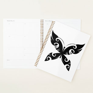 Agenda Estilo de Tinta Preta Negros Branca com Tatuagem d