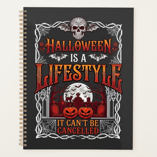 Agenda Estilo de vida de Halloween Morcego Caveira Cemité (Frente)