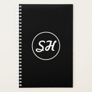 Agenda Estilo Monograma Retro-Moderno Legal Preto e Bra