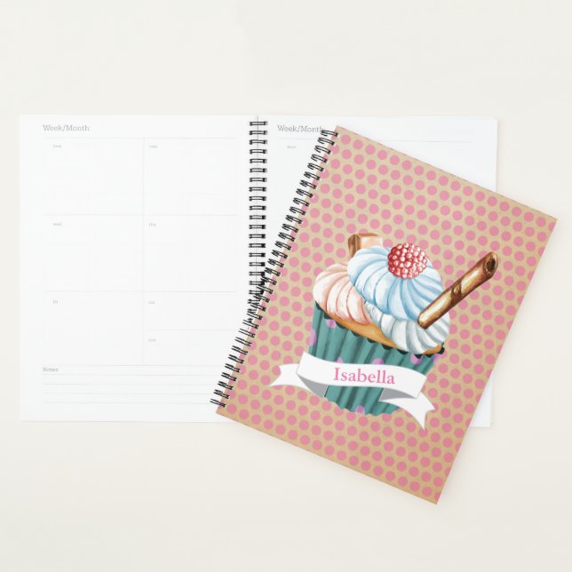 Agenda estilo retrô de amantes do cupcake (Exibição)