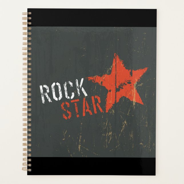 Agenda Estrela Vermelha de Rock Star Angustiado Grunge (Frente)