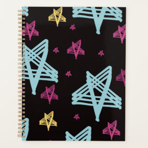 Agenda Estrelas Balançando Rosa Azul Preto 