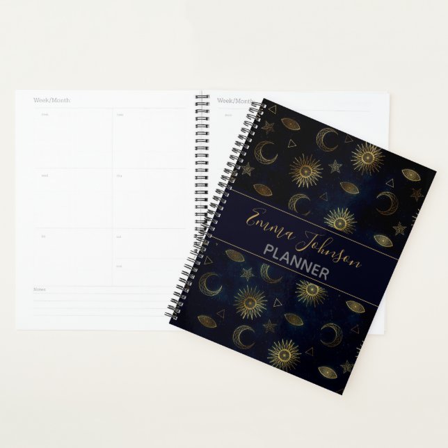 Agenda Estrelas Douradas da Lua Solar Celestial Azul (Exibição)