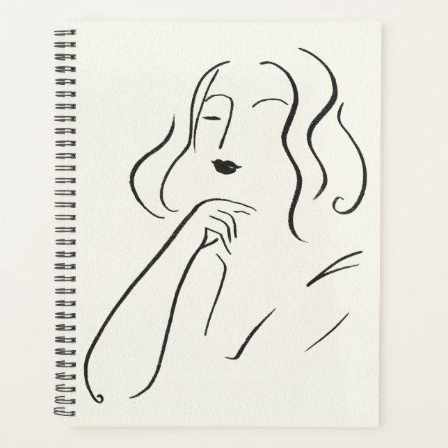 Agenda Estudo Simples - Desenho de uma Mulher (Frente)