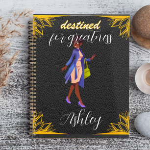 Agenda Eterno preto e Dourado de lixeira elegante