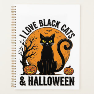 Agenda Eu Amo Gatos Pretos Design de Camisa Vintage de Ha
