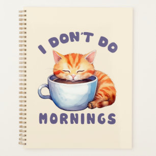 Agenda Eu não faço manhãs - Gato Laranja Bonito com Café