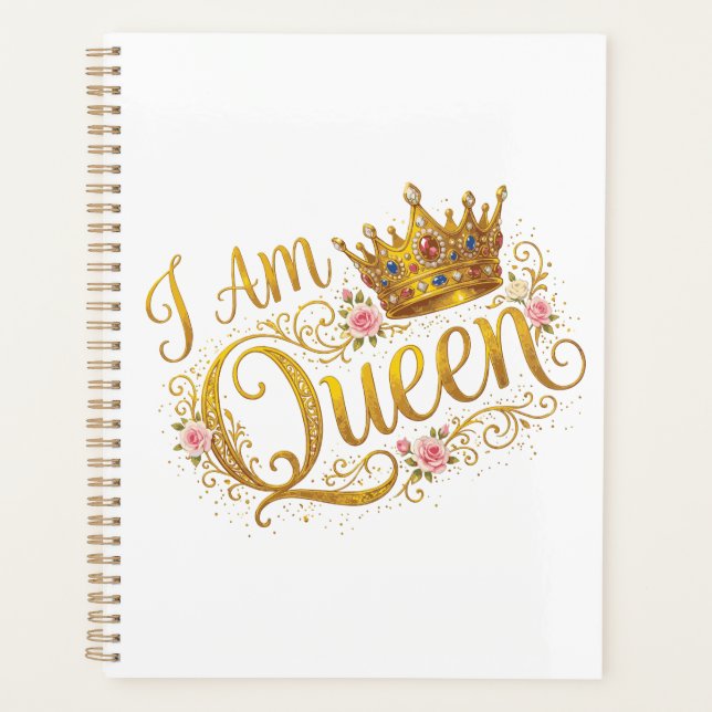Agenda Eu Sou Rainha Coroa Dourada Design Floral | Planne (Frente)