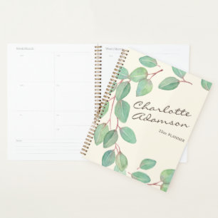 Agenda Eucalipto com Estilo Aquarela Nome Personalizado