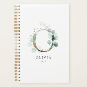 Agenda Eucalyptus Dourado Monograma Inicial O Verde Flora