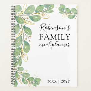 Agenda Eucalyptus Greenery Família Branca Elegante Refeiç