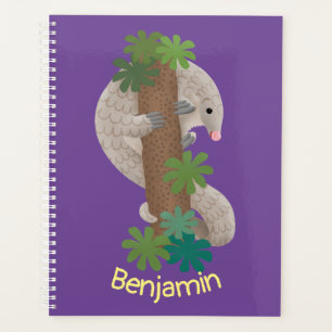 Agenda Exemplo de tamanduá de pangolim feliz e bonito