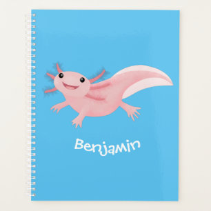 Agenda Exolotl branco rosa feliz