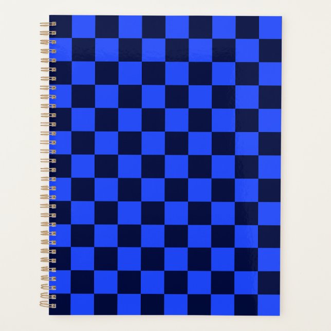 Agenda Explore Design Xadrez Ousado Azul e Preto (Frente)