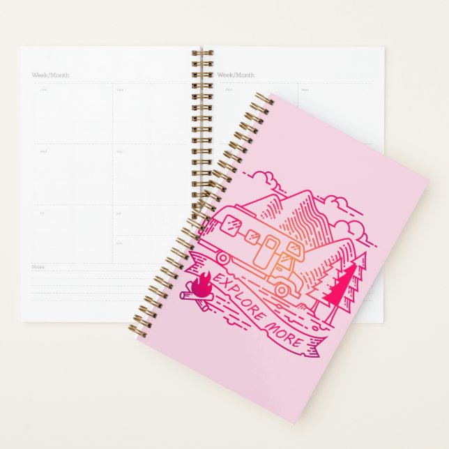 Agenda Explore Mais Camper Rosa Van Mountain Lover (Exibição)
