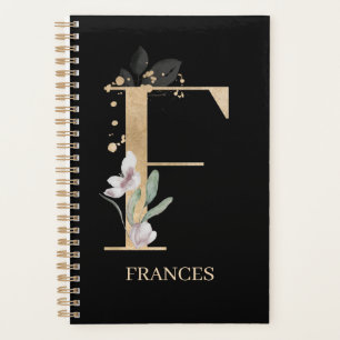 Agenda F Monograma Planeador Personalizado Floral