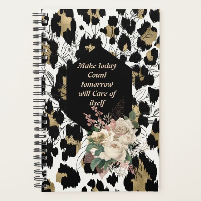 Agenda Faça hoje a conta de Leopard Planner Floral (Frente)