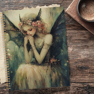 Agenda Fada da Fantasia Gótica com Coroa Floral Asas Escu