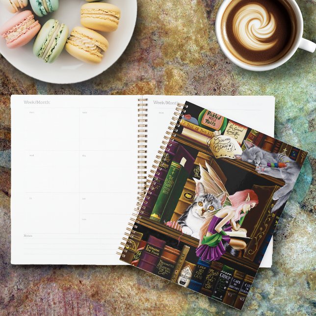 Agenda Fairy Cats Books Library Fantasy (Criador carregado)