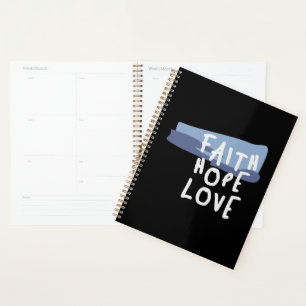 Agenda Faith Hope Love - citação Cristã Inspiradora