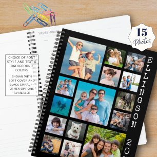 Agenda Família de Colagem de Fotos Moderna 15 Personaliza