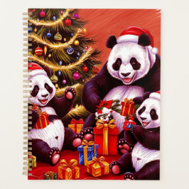 Agenda Família De Pandas Abrindo Presentes De Natal