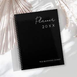 Agenda Família Personalizada de 2025 Preta Mínima Simples