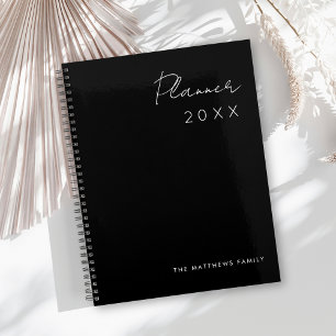 Agenda Família Personalizada de 2025 Preta Mínima Simples