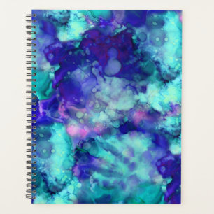 Agenda fantasia azul aquarelas :