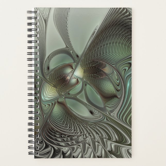 Agenda Fantasia de Arte Fractal da Cinza Olive Sage (Frente)