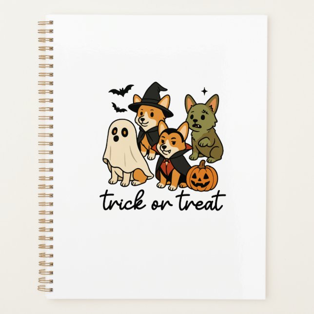 Agenda fantasia de Halloween de corgi  (Frente)