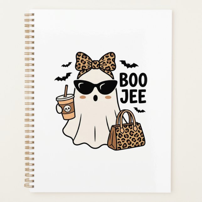 Agenda Fantasma Boo Jee Halloween Arco de Leopardo Design (Frente)