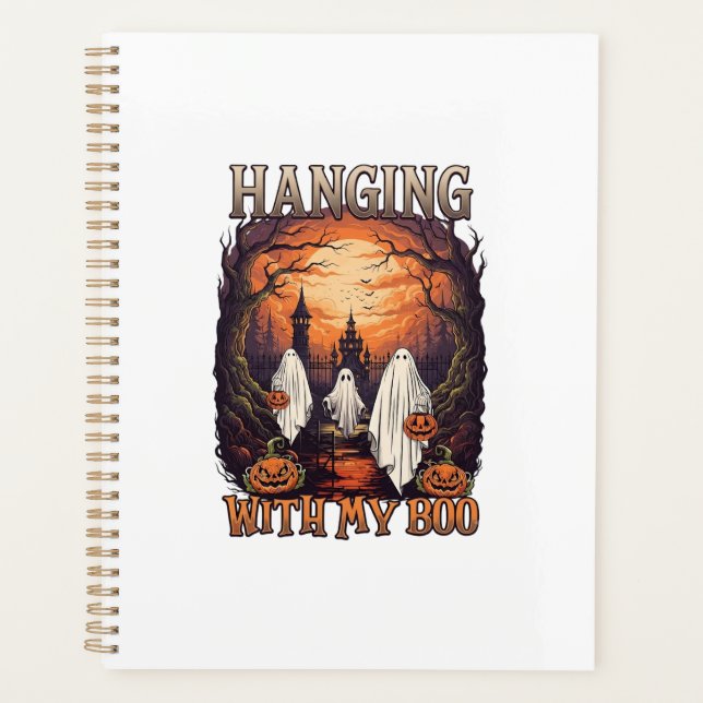Agenda Fantasmas de Halloween Pendurados Abóboras Lua Che (Frente)