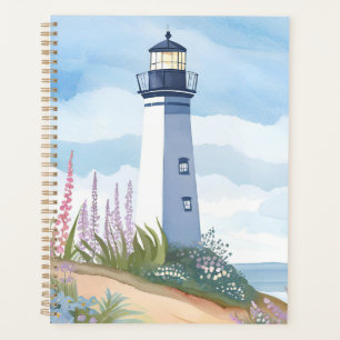 Agenda Farol em Flor Floral Aquarela Costeira
