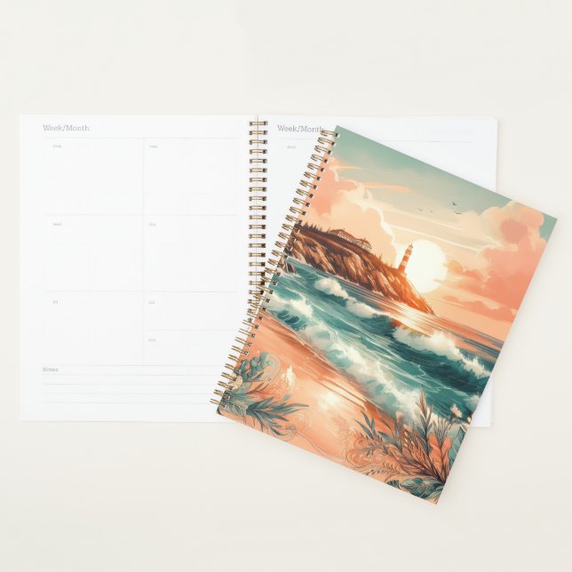 Agenda Farol Sunset Ocean Beach Boho Floral (Exibição)