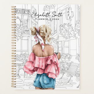 Agenda Fashion Young Girl with Coffee in Paris