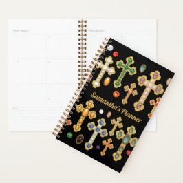 Agenda Faux Birthstone Croses and Loose Gems on Black